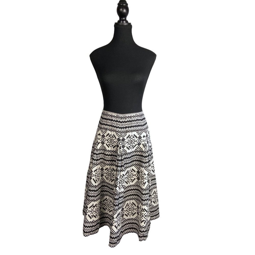 Nine West Vintage Boho Silk Blend Skirt - Size 12 - Monochrome, A-Line